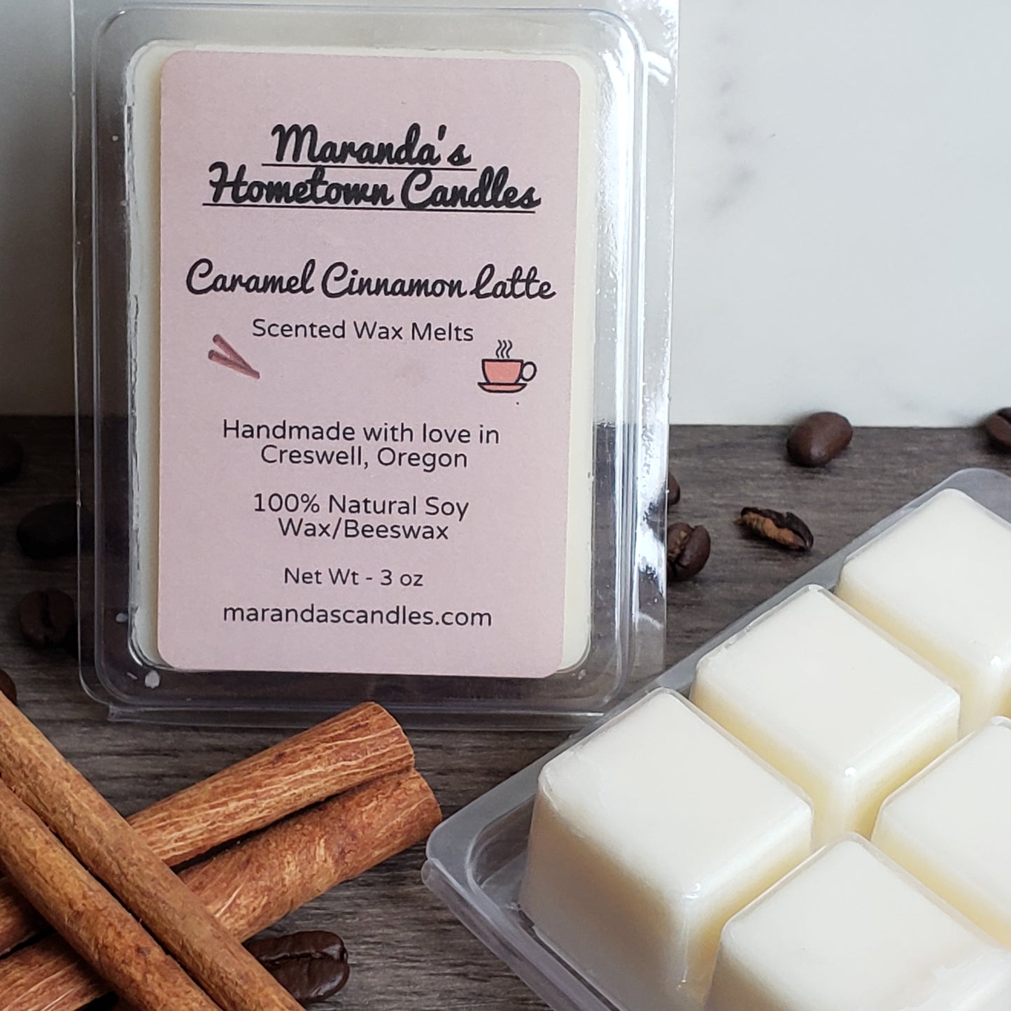 Caramel Cinnamon Latte Scented Soy Wax Candle/Wax Melts