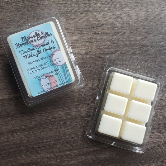 Toasted Coconut & Midnight Amber Scented Soy Wax Candles/Wax Melts