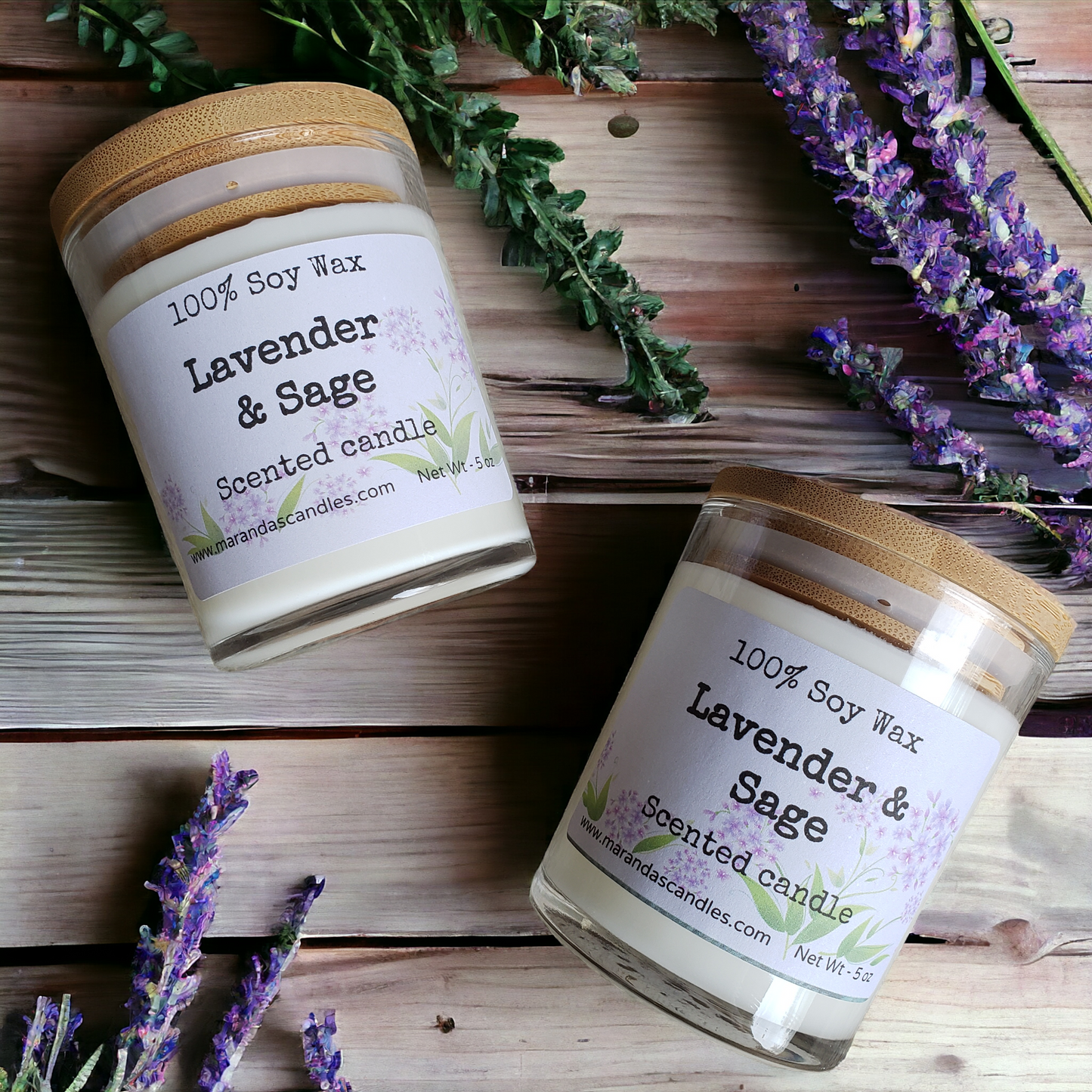 Lavender and Sage Scented Soy Wax Candle