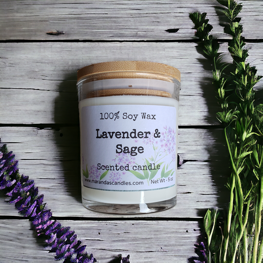 Lavender and Sage Scented Soy Wax Candle