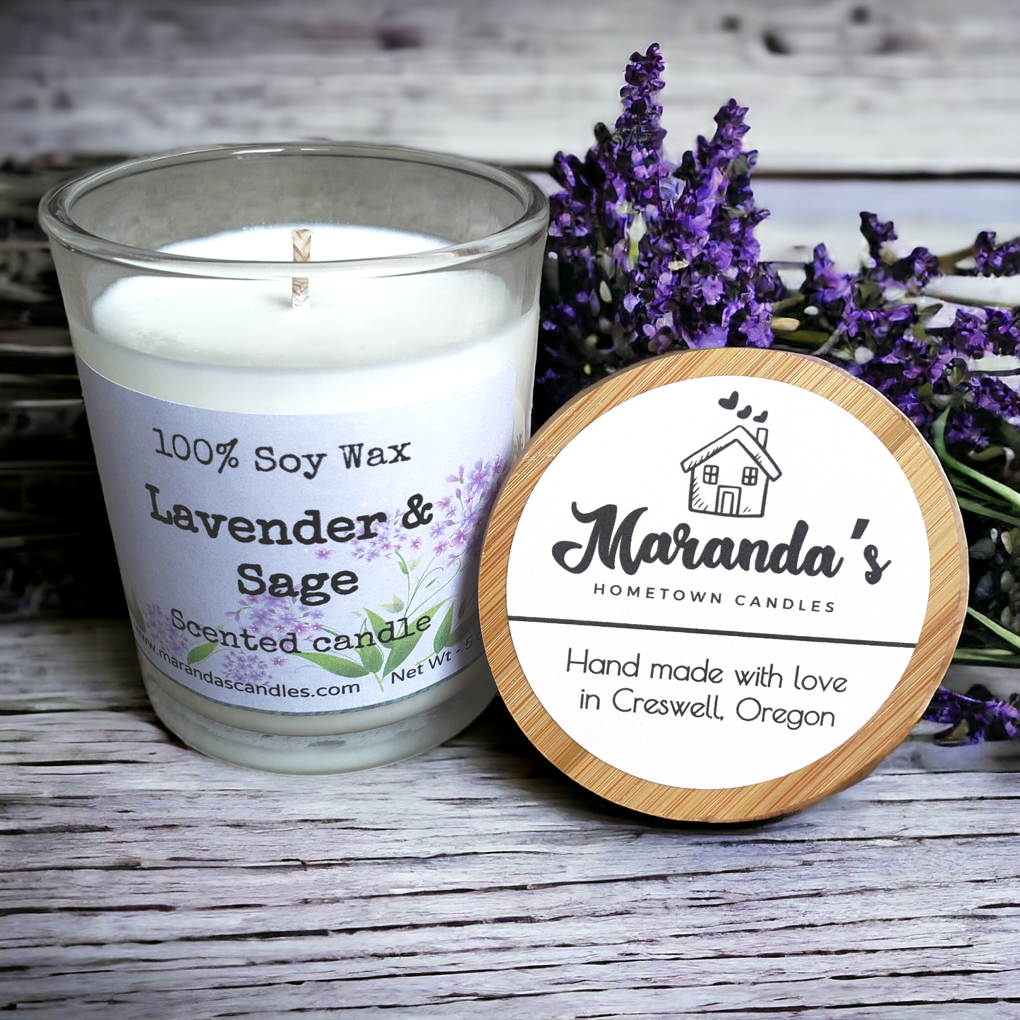 Lavender and Sage Scented Soy Wax Candle