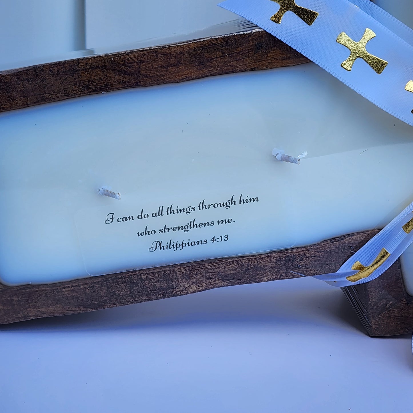 Wooden Dough Bowl Cross Candle - Extra Large 17 oz Soy Wax Candle