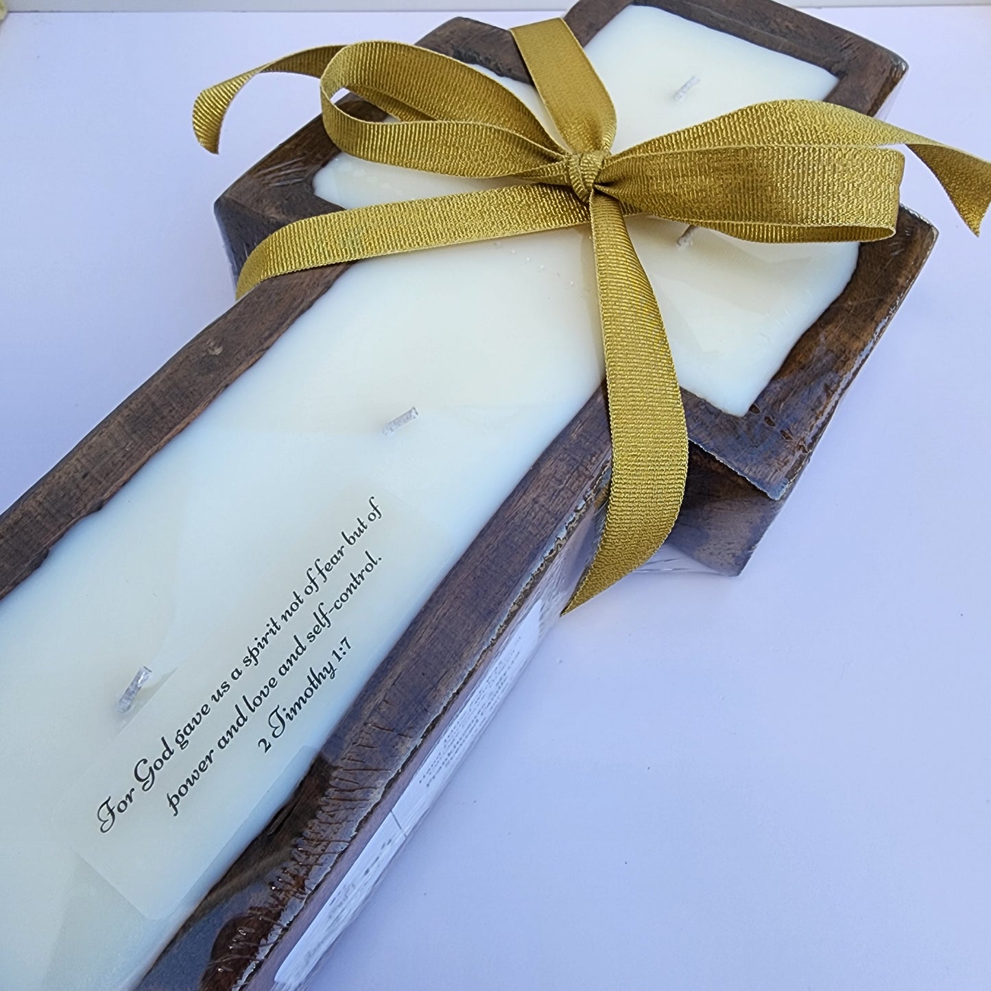 Wooden Dough Bowl Cross Candle - Extra Large 17 oz Soy Wax Candle