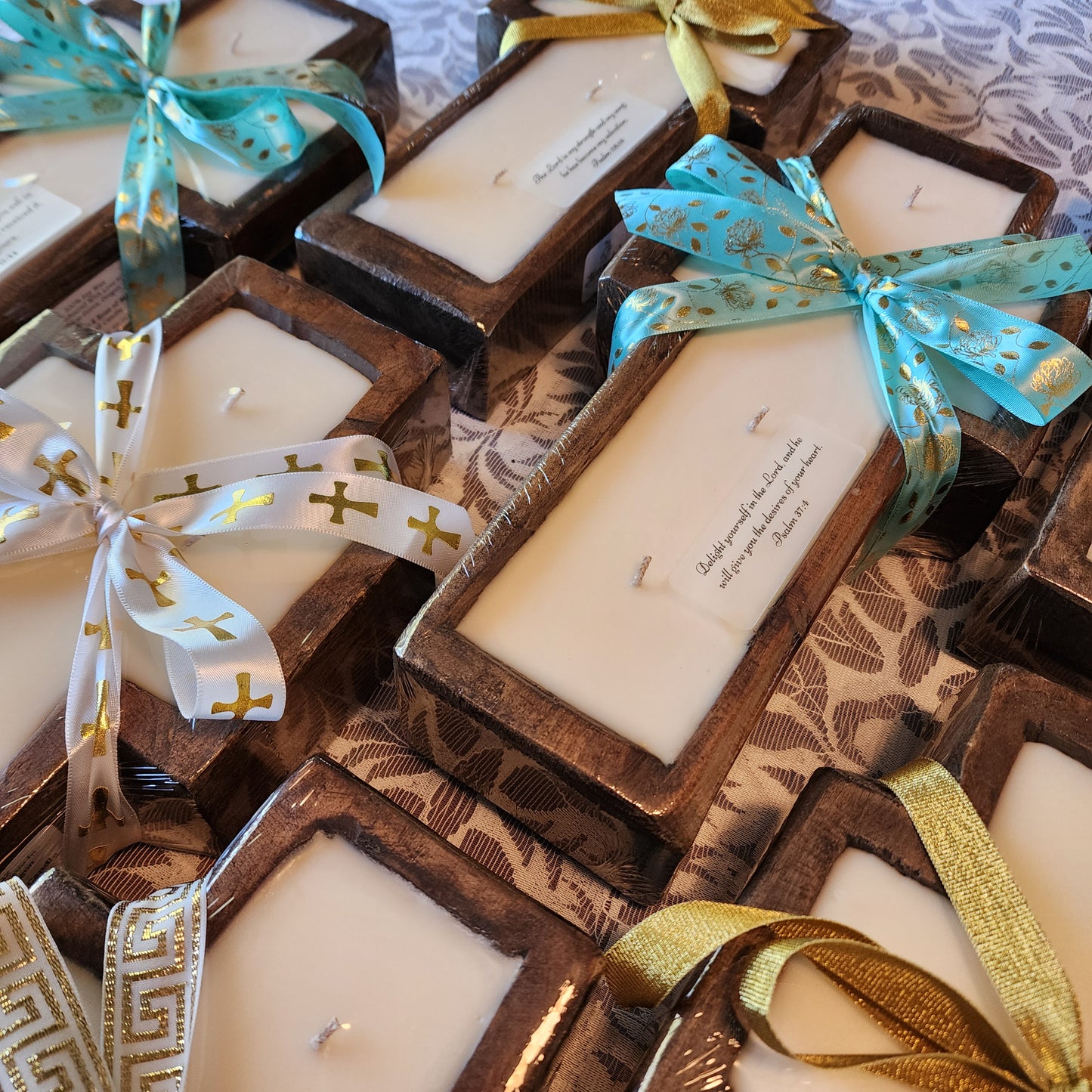 Wooden Dough Bowl Cross Candle - Extra Large 17 oz Soy Wax Candle