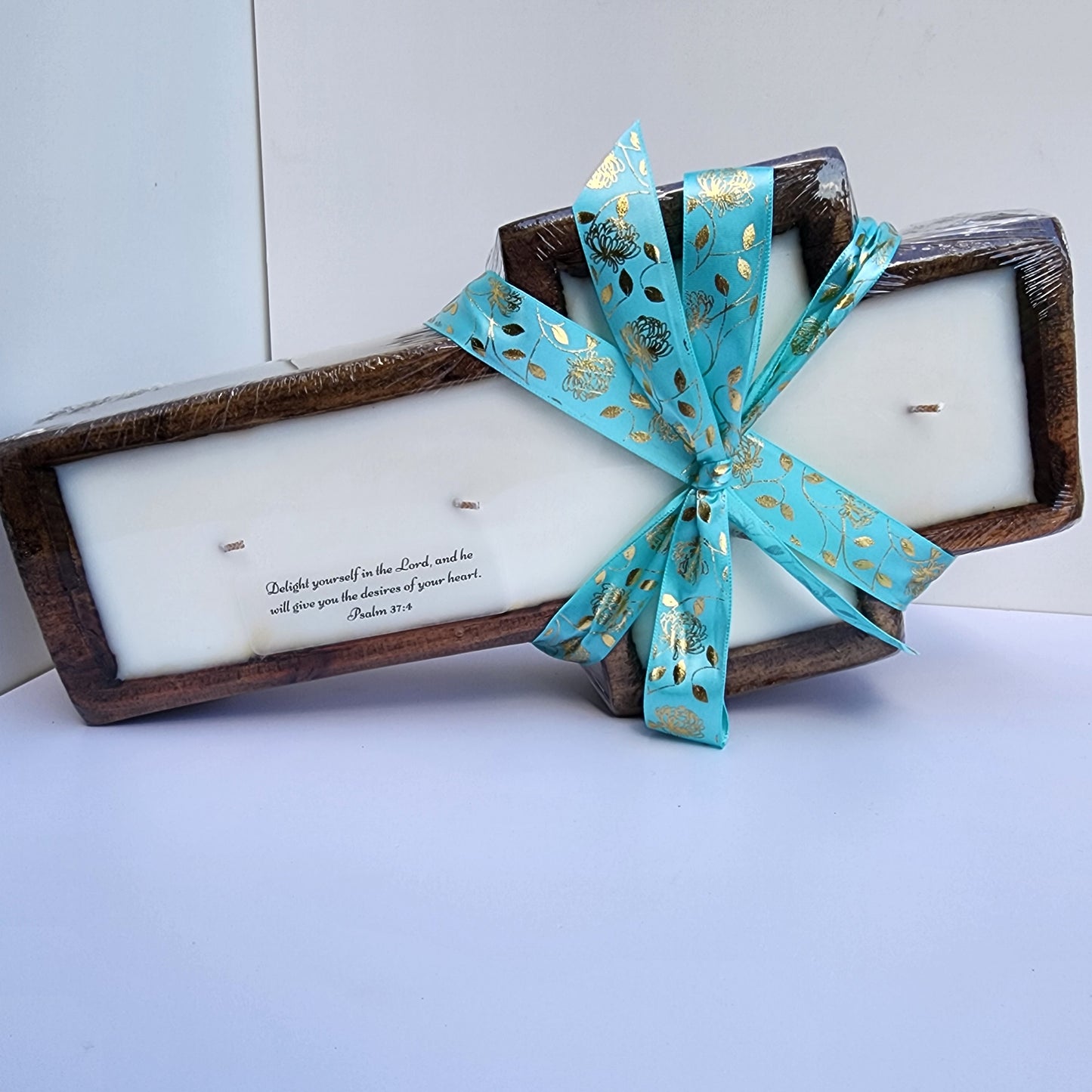 Wooden Dough Bowl Cross Candle - Extra Large 17 oz Soy Wax Candle