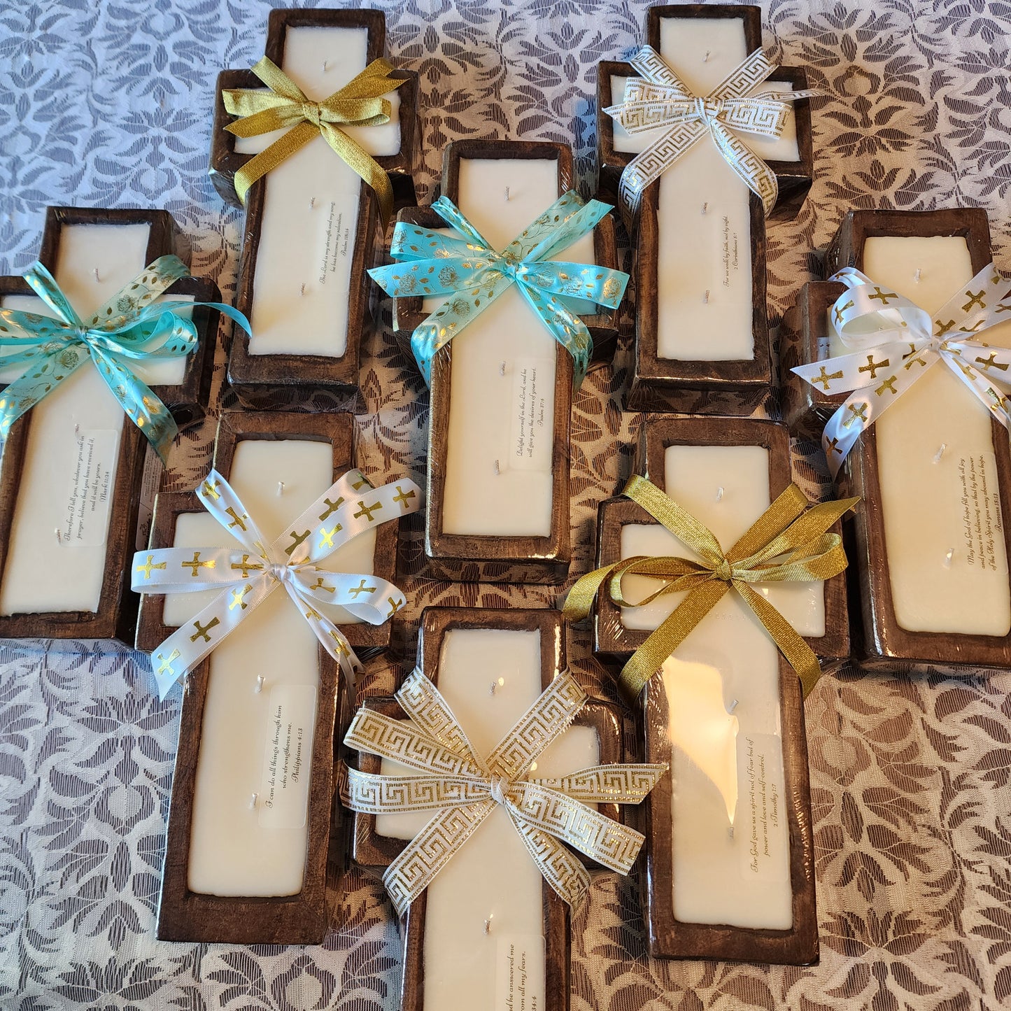 Wooden Dough Bowl Cross Candle - Extra Large 17 oz Soy Wax Candle