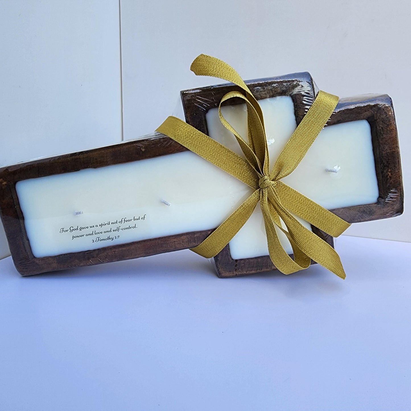 Wooden Dough Bowl Cross Candle - Extra Large 17 oz Soy Wax Candle