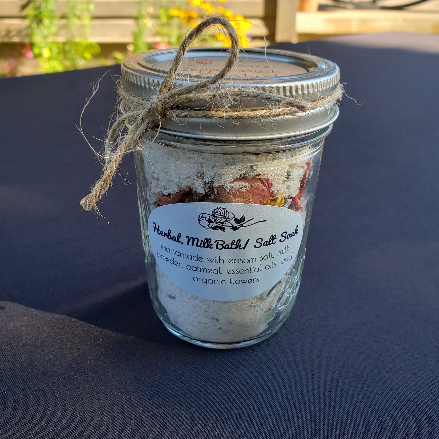 8oz Herbal Milk Bath/Epsom Salt Soak with Organic Flowers